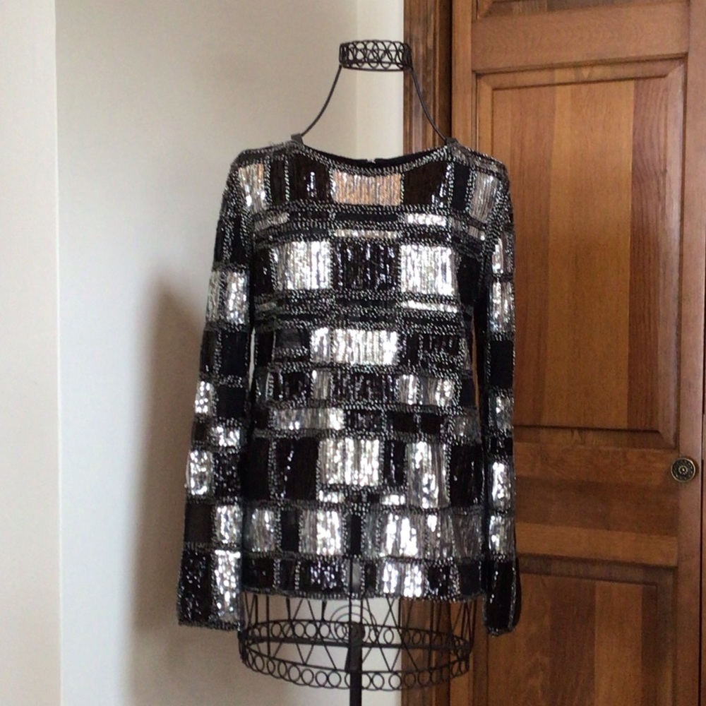 Endless Rose Sequin Zip Back Top, Size Small